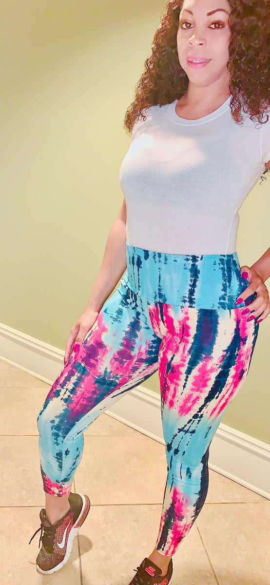 High-Waisted Spring Tie-Dye Stretchy Leggings‼️ Including PLUS