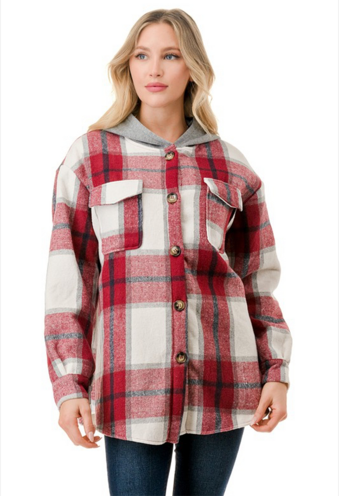 PLENTY PLAID COZY HOODIE JACKET! SIZES TO XL