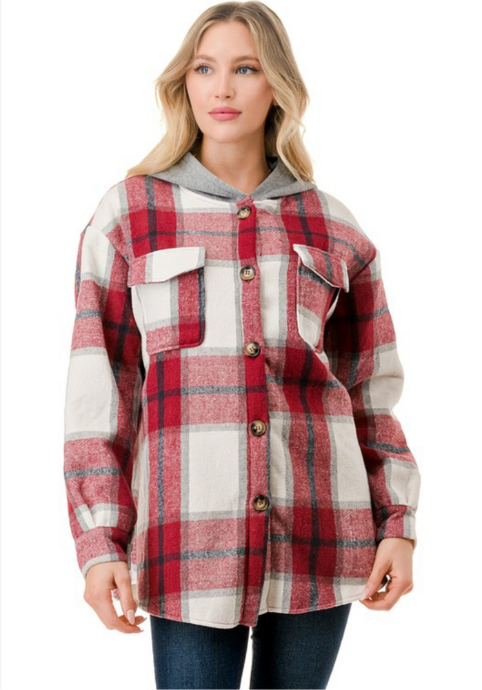 PLENTY PLAID COZY HOODIE JACKET! SIZES TO XL