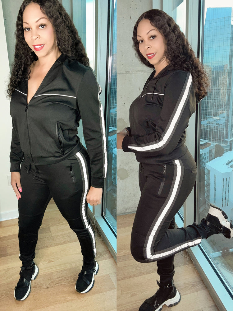 TWO PIECE JACKET & TAPERED LEG JOGGER SET ( PLUS SIZES)