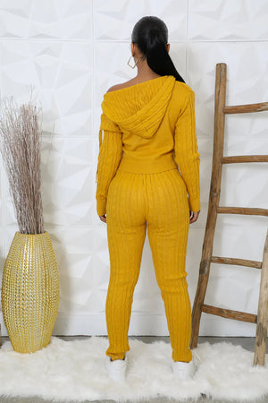 Mustard! Knit Hoodie & Pants Set