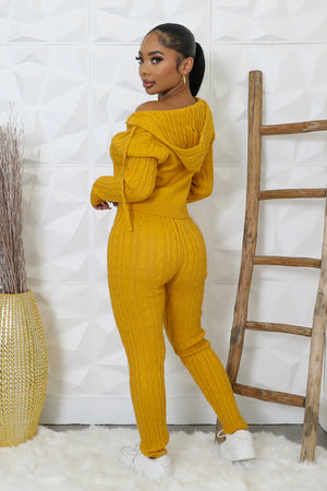 Mustard! Knit Hoodie & Pants Set