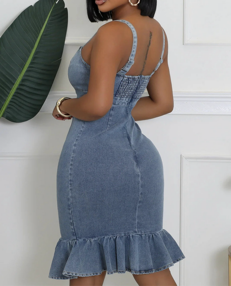 SWEETHEART DENIM TENNIS MIDI DRESS!