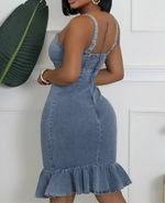 SWEETHEART DENIM TENNIS MIDI DRESS!