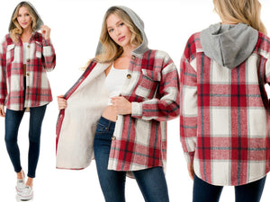 PLENTY PLAID COZY HOODIE JACKET! SIZES TO XL