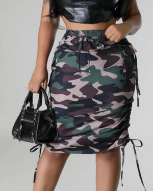 
            
                Load image into Gallery viewer, Camo Cargo Windbreaker Skirt! Ruched!Adjustable Length!
            
        
