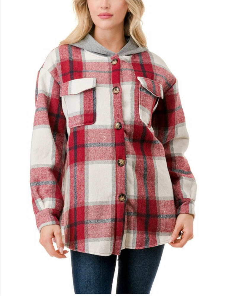 PLENTY PLAID COZY HOODIE JACKET! SIZES TO XL