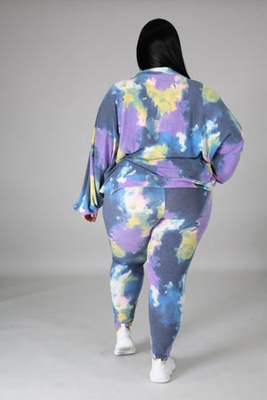 Curvy Comfy Cute Tye-Dye Print Jogger Set ! PLUS SIZES