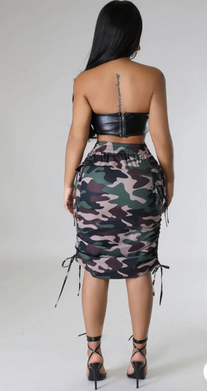 
            
                Load image into Gallery viewer, Camo Cargo Windbreaker Skirt! Ruched!Adjustable Length!
            
        