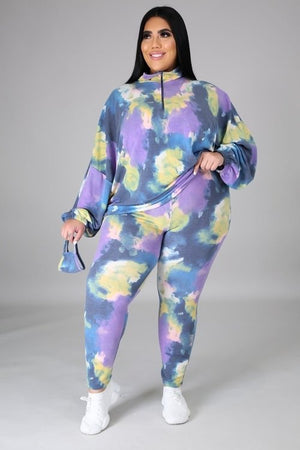 Curvy Comfy Cute Tye-Dye Print Jogger Set ! PLUS SIZES