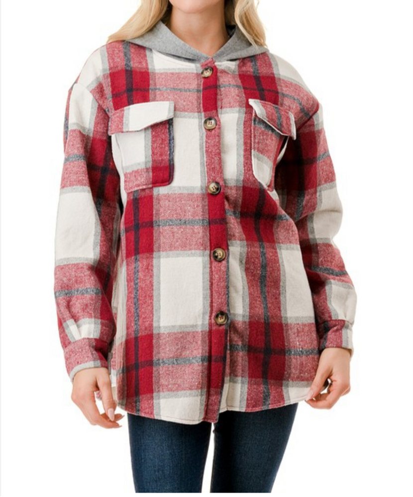 PLENTY PLAID COZY HOODIE JACKET! SIZES TO XL