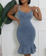 SWEETHEART DENIM TENNIS MIDI DRESS!