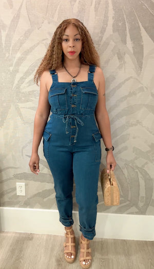 DENIM LOVER BIG POCKET JUMPSUIT