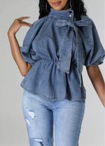Denim Peplum Blouse! PLUS Sizes