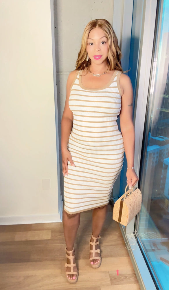Sandshell Striped Tank Midi Dress