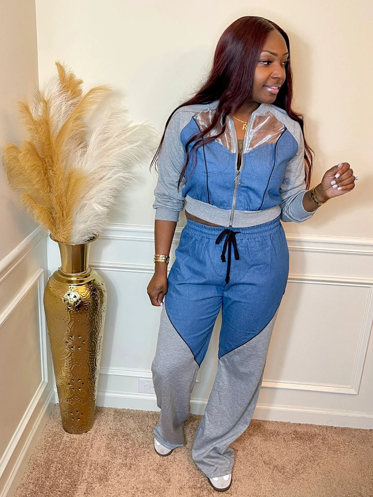 Denim Edge Two-Piece Set- includes PLUS SIZES