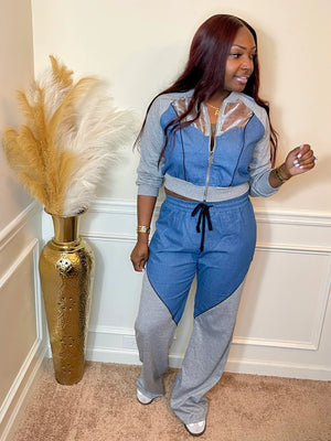 Denim Edge Two-Piece Set- includes PLUS SIZES
