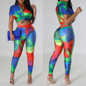 CLEARANCE! Vibrant Vibe Stretchy Two Piece Pants Set! Up to 3X