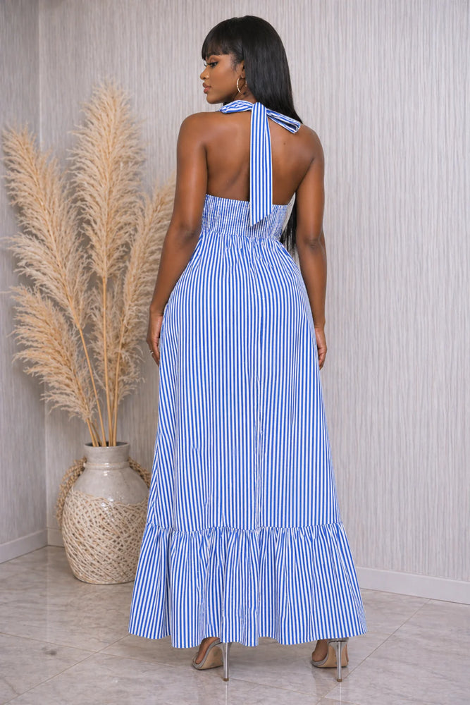 Blue & White Striped Halter High-Low Maxi Top | Convertible Summer Dress Just Be Cute Boutique Blue & White Striped Halter High-Low Maxi Top | Convertible Summer Dress Just Be Cute Boutique
