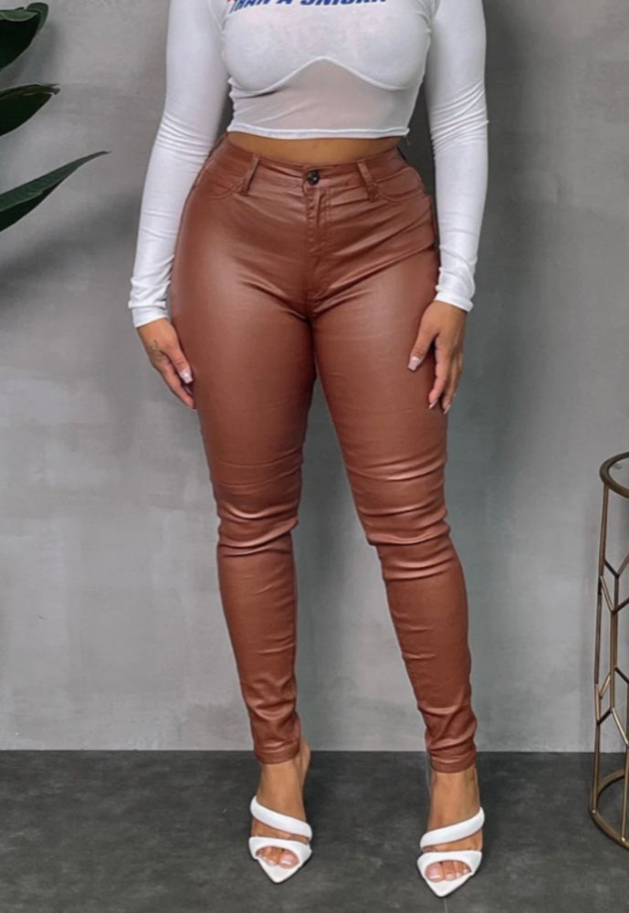 MOCHA COATED SUPER STRETCH JEANS! PLUS SIZES!