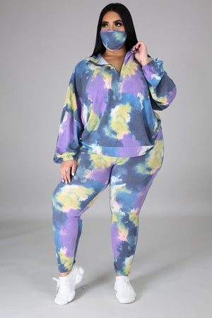 Curvy Comfy Cute Tye-Dye Print Jogger Set ! PLUS SIZES