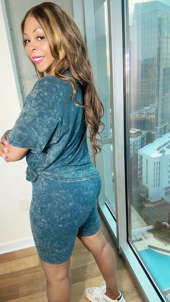 Curvy Plus Mineral Wash T-Shirt Sets! MULTIPLE COLORS!
