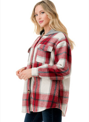 PLENTY PLAID COZY HOODIE JACKET! SIZES TO XL