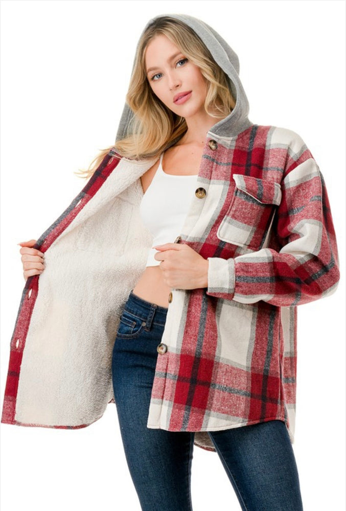 PLENTY PLAID COZY HOODIE JACKET! SIZES TO XL