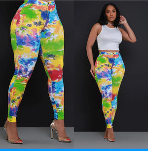 RAINBOW TIE-DYE STRETCH PANTS