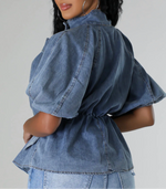 Denim Peplum Blouse! PLUS Sizes