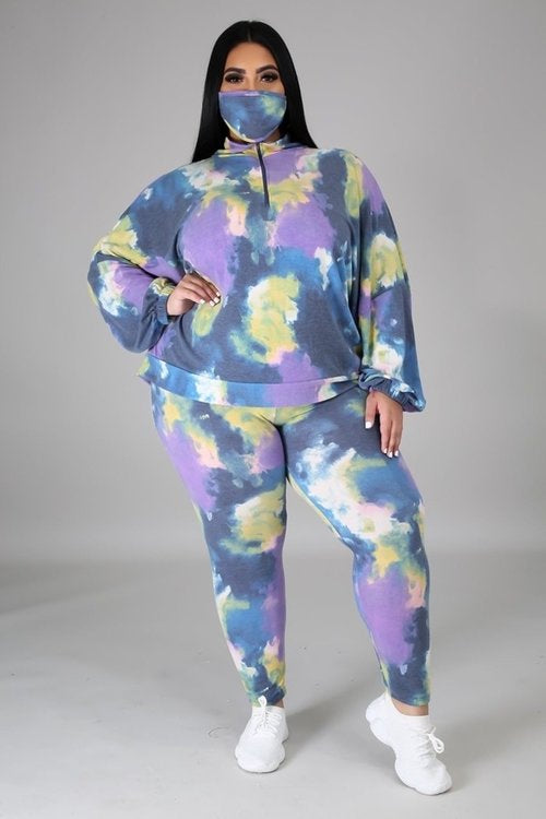 Curvy Comfy Cute Tye-Dye Print Jogger Set ! PLUS SIZES