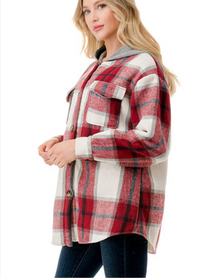 PLENTY PLAID COZY HOODIE JACKET! SIZES TO XL