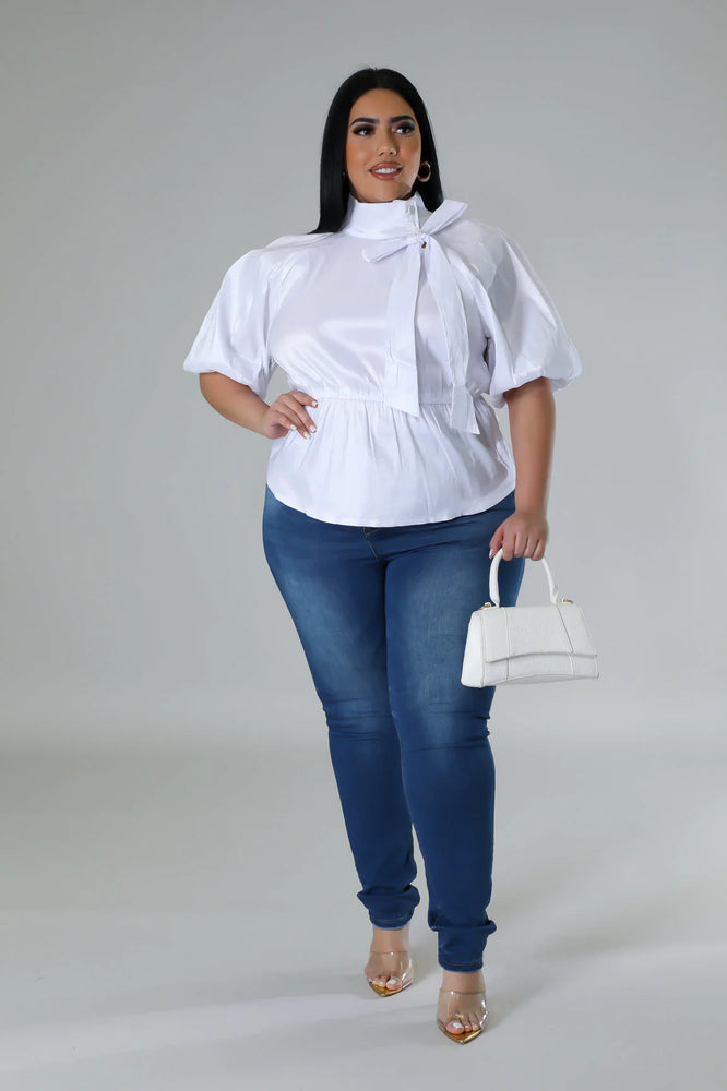 SHINE TAFFETA PEPLUM BLOUSE PLUS