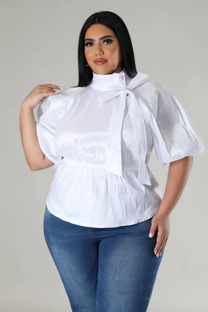 SHINE TAFFETA PEPLUM BLOUSE PLUS