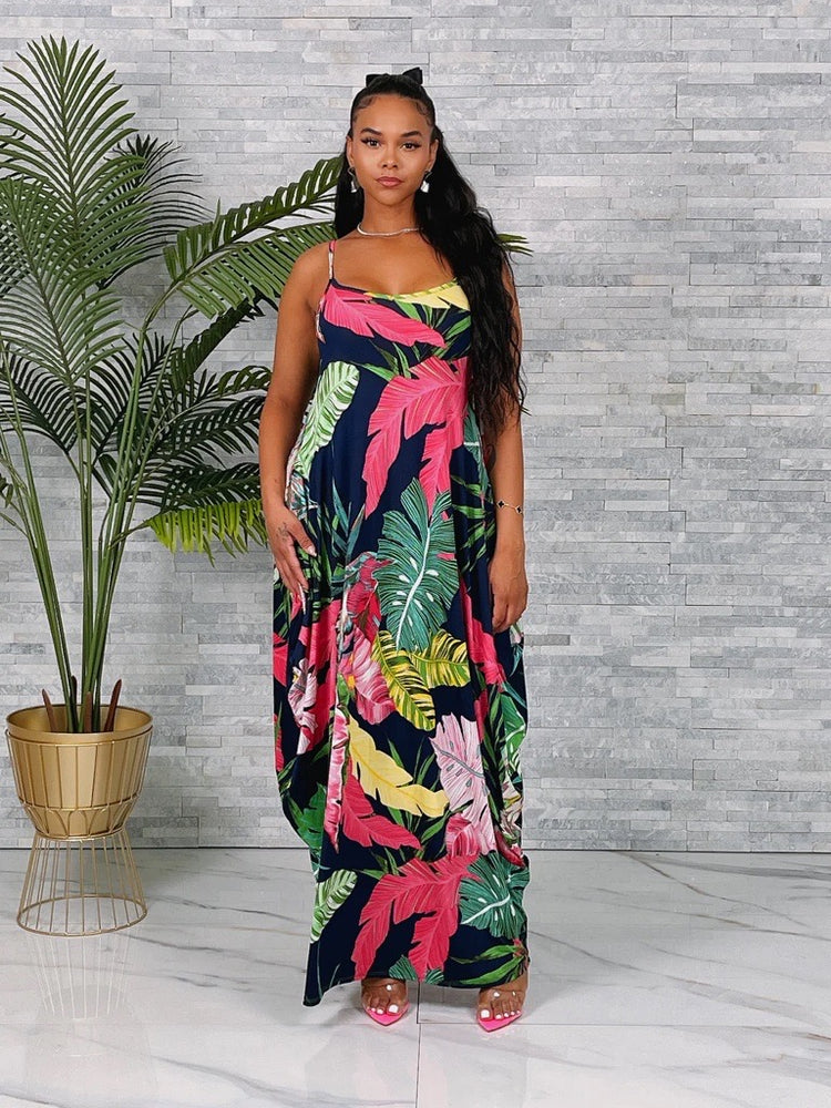 Big Bold Leaf Maxi Dress