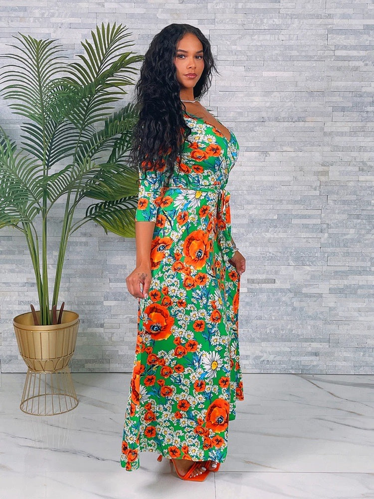 Venechia Print Maxi Wrap Dress