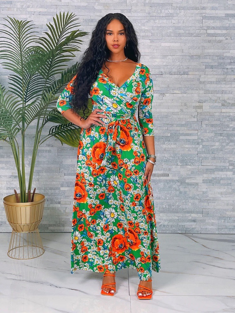 Venechia Print Maxi Wrap Dress