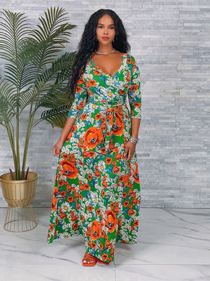 Venechia Print Maxi Wrap Dress