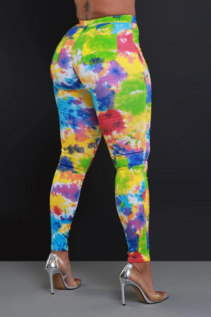 RAINBOW TIE-DYE STRETCH PANTS