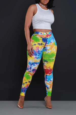 RAINBOW TIE-DYE STRETCH PANTS