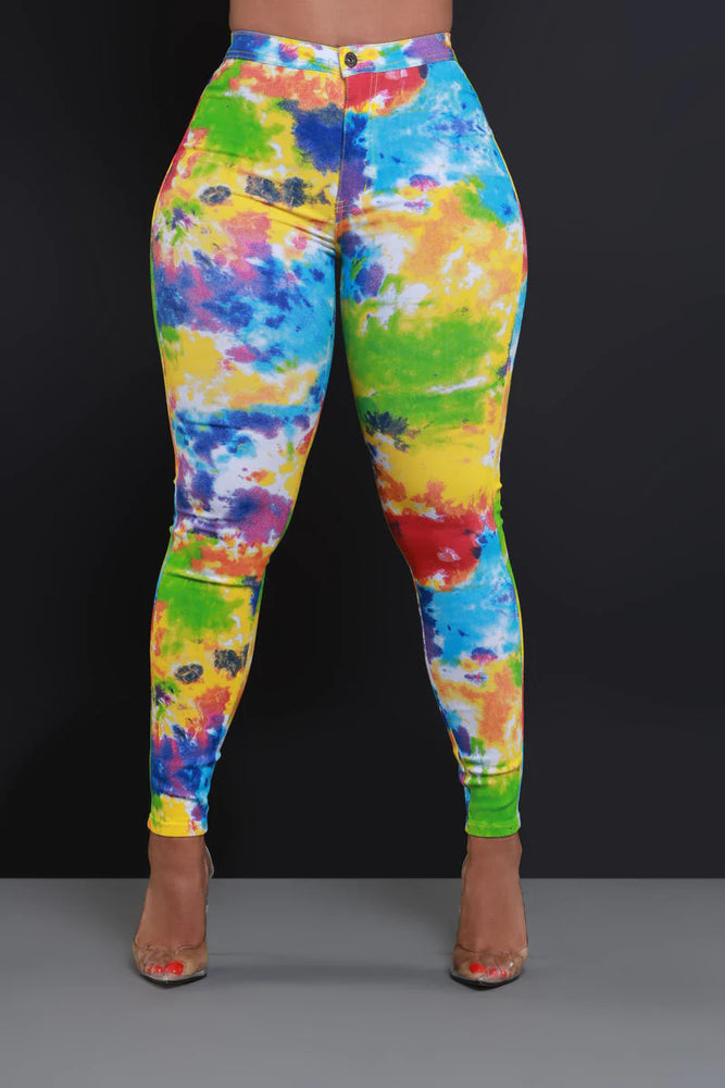 RAINBOW TIE-DYE STRETCH PANTS