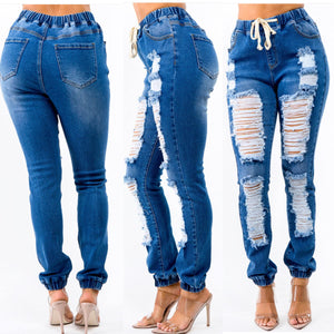 HIGH WAIST DISTRESSED DENIM JOGGERS! Plus Sizes