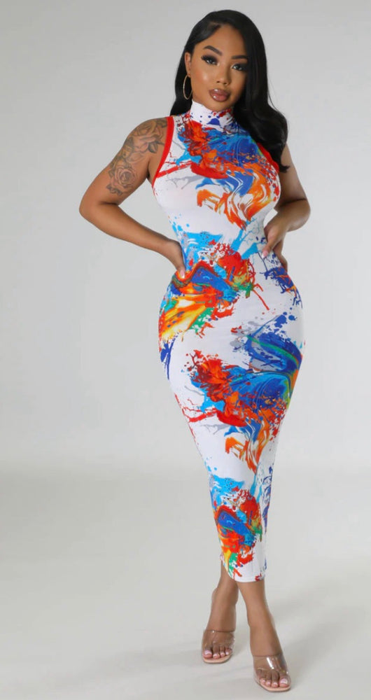 
            
                Load image into Gallery viewer, CLEARANCE! Body Paint Mock Neck Midi
            
        