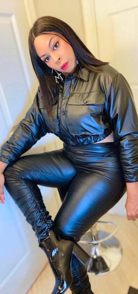 
            
                Load image into Gallery viewer, PLUS SIZES Leggings  ‼️Stacked Leather Slit  Ankles Leggings‼️
            
        