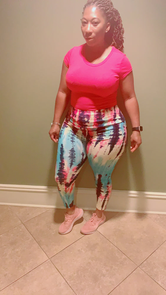 
            
                Load image into Gallery viewer, High-Waisted Spring Tie-Dye Stretchy Leggings‼️ Including PLUS SIZES!
            
        