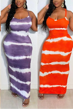 CLEARANCE! Orange Burst Vacay Plus Size Tie-Dye Maxi