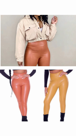 Leather Pants Women Faux Leather Leggings Butt Lift Spandex Plus
