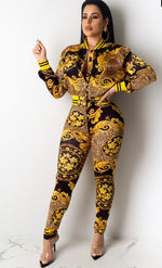 Small Left ! Yellow/Black Leopard Jogger Pant Set