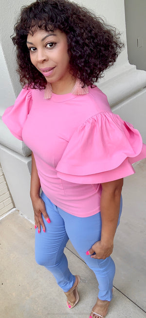 
            
                Load image into Gallery viewer, Ruffle Sleeves Top ( Plus Sizes)‼️‼️MULTIPLE COLORS
            
        