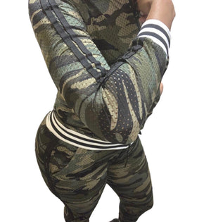 Camouflage Jogger Set with Zipper Jacket